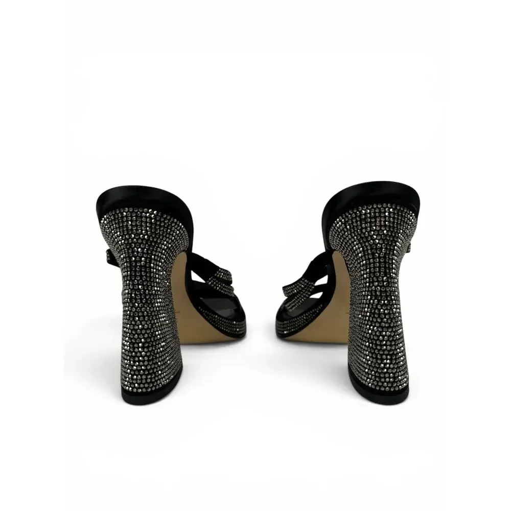 Circus by Sam Edelman Sandals‎ Womens 8 Black Strappy Rhinestones Block Heels